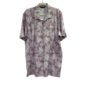 Travis Mathew Lavender Leaf Print Polo Shirt